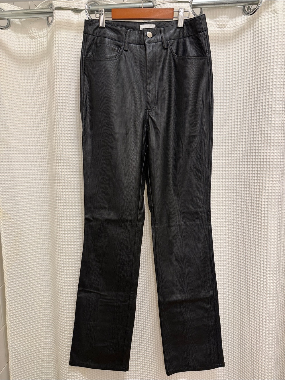 WeWoreWhat Black Faux Croc Leather Straight-Leg Pants - NWT size 28